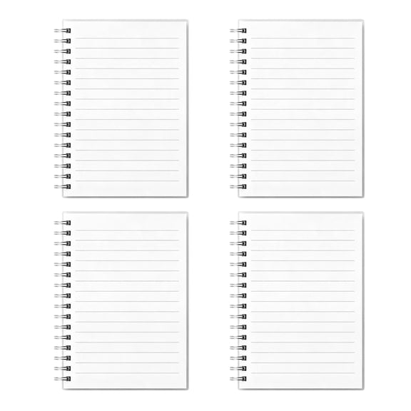 4 Pack A6 Spiral Notebooks Lined, 80 Sheets Portable Pocket Journals with Bleed Resistant Paper for School Office Work Travel Meeting Notes Taking, White