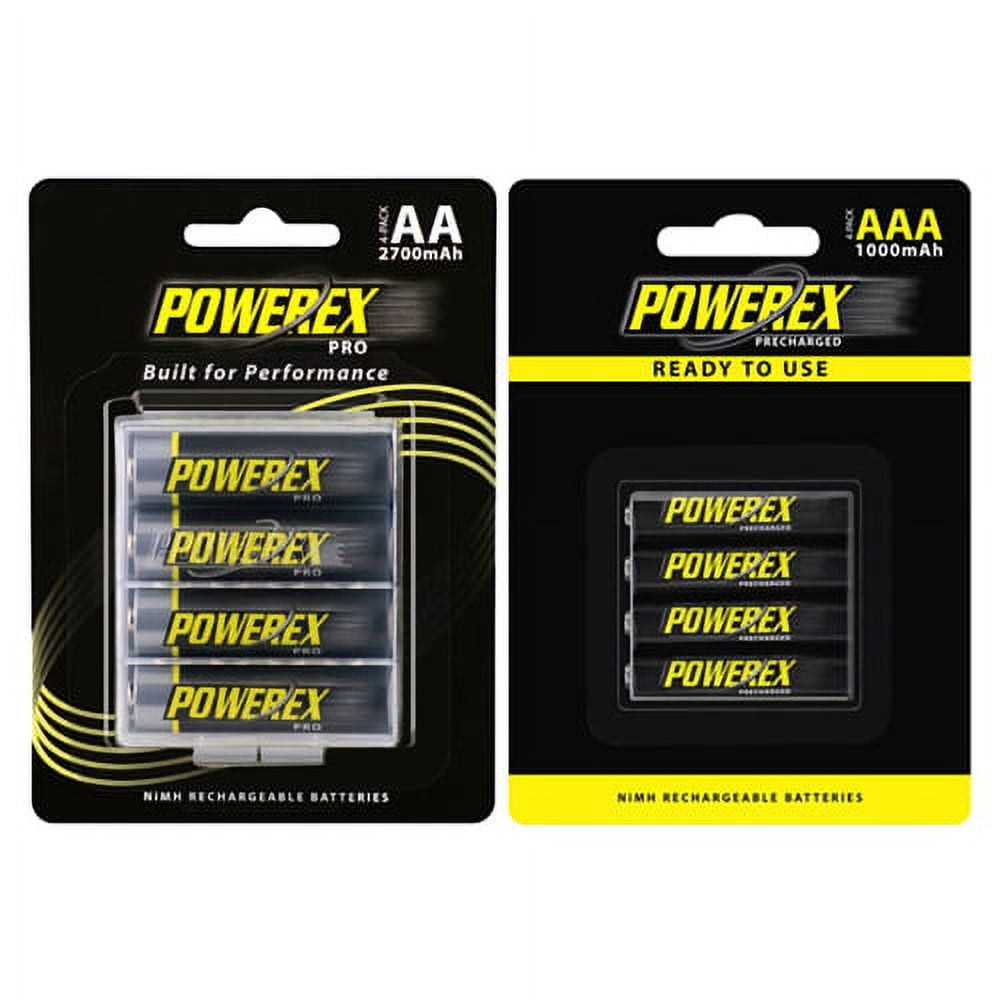 4-Pack AA (2700 mAh) + 4-Pack AAA (1000 mAh) NiMH Powerex Rechargeable Batteries Combo