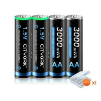 4 Pack AA Batteries 3000mWh 1.5V Lithium High Capacity AA Rechargeable Batteries with Battery Case