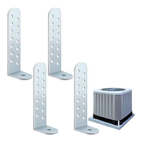 4 Pack AC Unit Tie Down Kit, Heavy Duty Air Conditioner Hurricane Straps for Outdoor Unit on Concrete Pad, Universal Condenser Securement Brackets for Storm Protection White