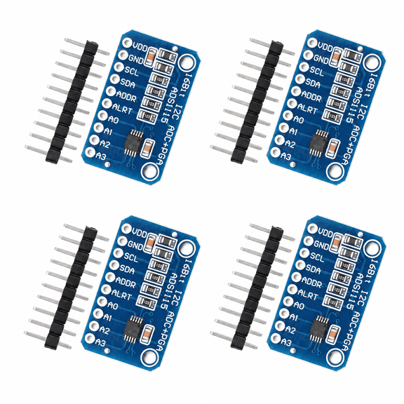 4 Pack ADS1115 16-Bit 4-Channel I2C ADC Converter Module with Programmable Gain Amplifier