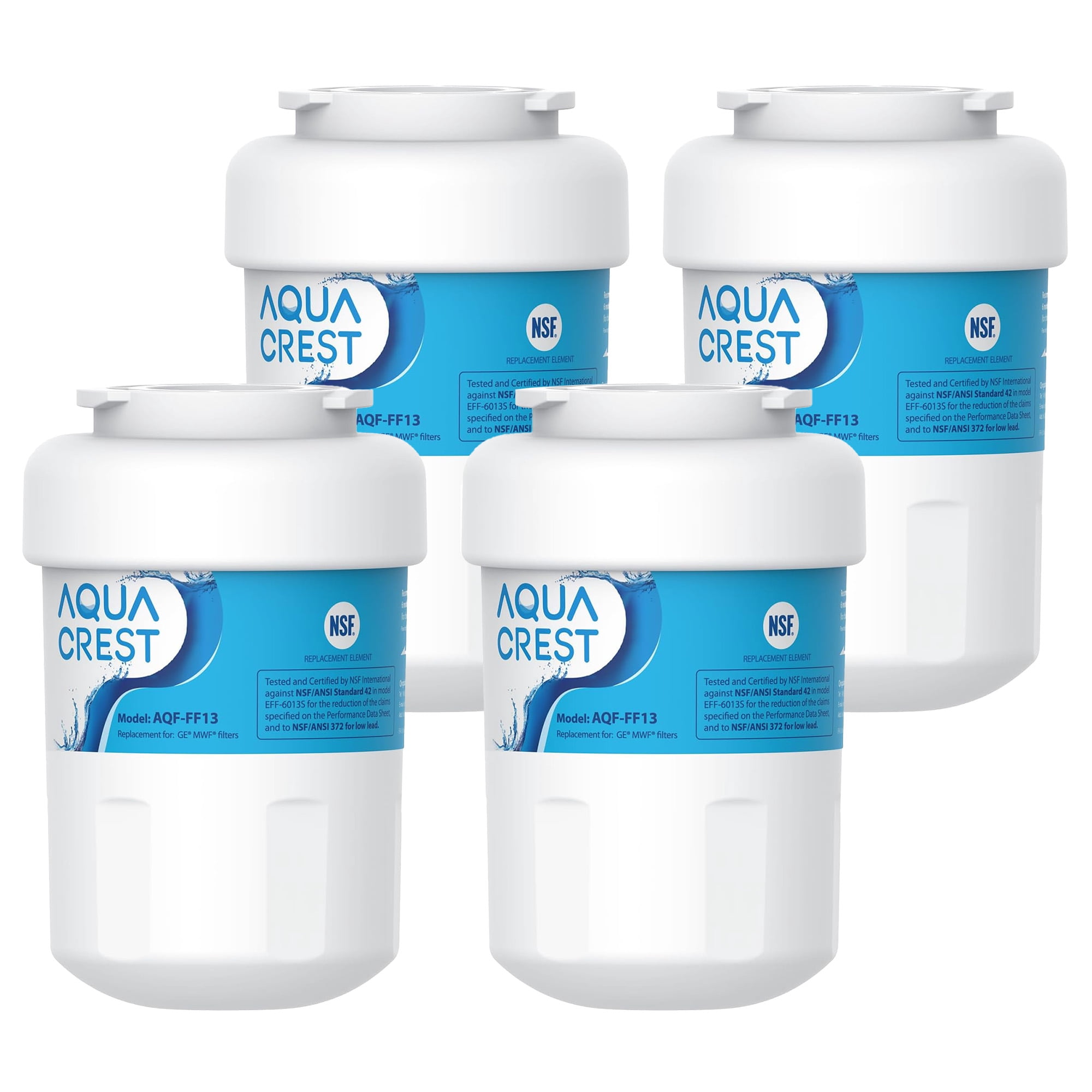 4 Pack AQUACREST MWF Replacement for GE® MWF, Kenmore 46-9991 Refrigerator Water Filter
