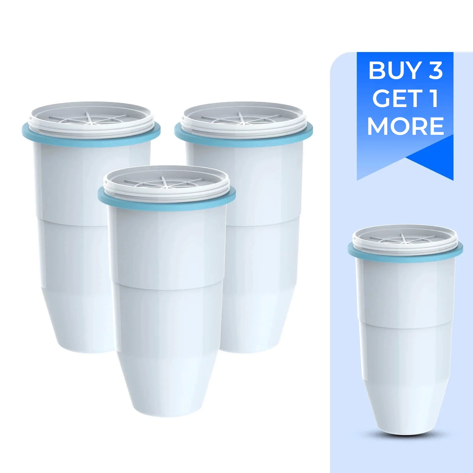 AQUA CREST Water Filter Replacement for Zero Water ZR-017 Pitcher Water Filter 3+1 Pack