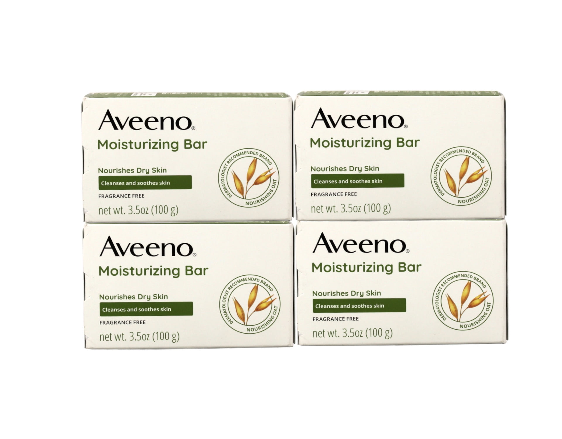 4 Pack - AVEENO Naturals Moisturizing Bar for Dry Skin 3.50 oz