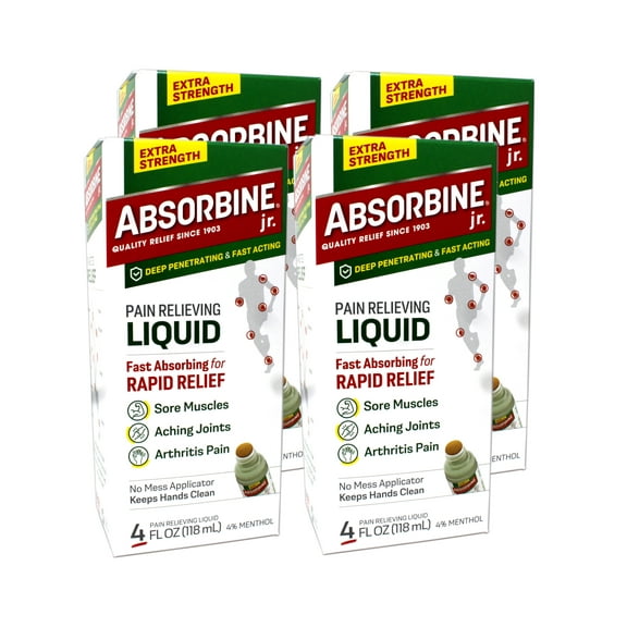 4 Pack - Absorbine Jr. Plus Pain Relieving Liquid 4 oz