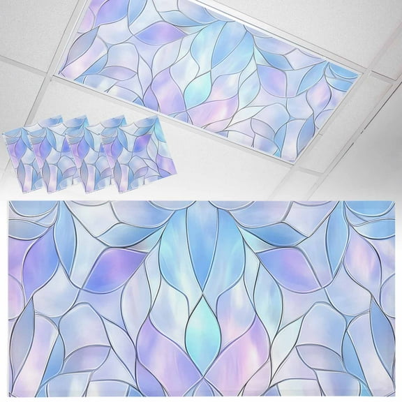 4 Pack Abstract Art Fluorescent Light Covers for Ceiling Lights Gradient Stained Glass Fragments Modern Magnetic Ceiling Light Covers Overhead Light Filters for Office Classroom Home