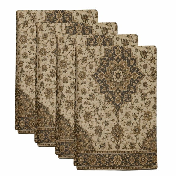 4 Pack Abstract Floral Kitchen Towels Bohemian Tribal Gold Beige Flowers Geometric Plaid Decorative Dish Towel Sets Absorbent Quick Dry Hand Cloths Tea Towels for Cooking Baking Gifts 18x28in