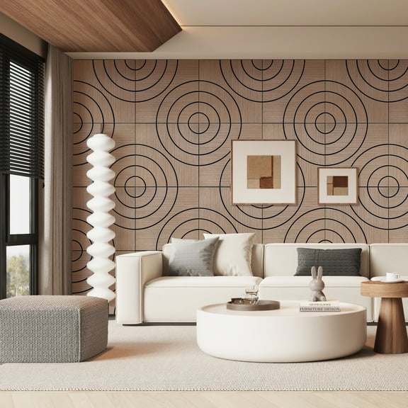 4-Pack Acoustic Circular Wave Wall Panels (23.62" X 23.62" Each), 3D Flexible Walnut Veneer Soundproof Panels For Living Room, Studio & Office