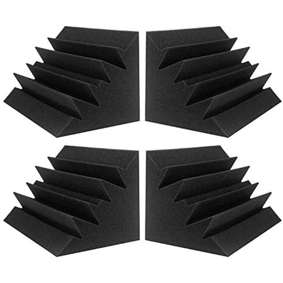 4 Pack Acoustic Foam Bass Trap Studio Foam 12" X 7" X 7" Soundproof Padding Wall Panels Corner Block Finish for Studios Home and Theater