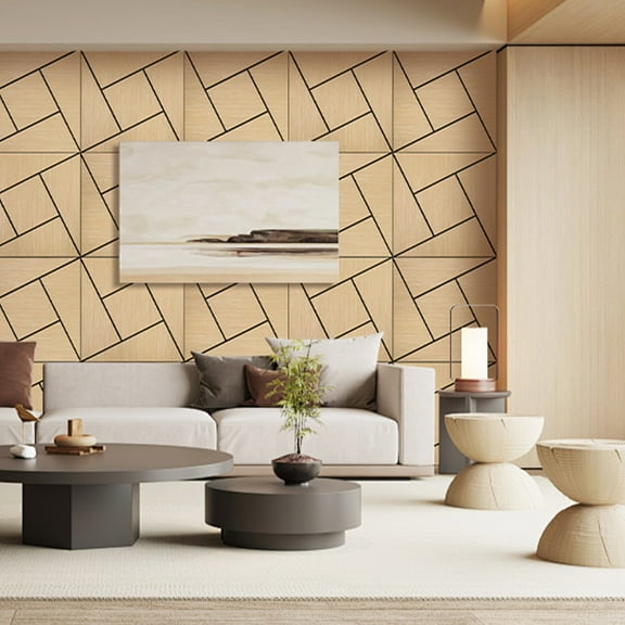 4-Pack Acoustic Pinwheel Wall Panels (23.6" X 23.6" Each), 3D Flexible Oak Veneer Soundproof Panels For Living Room, Studio & Office