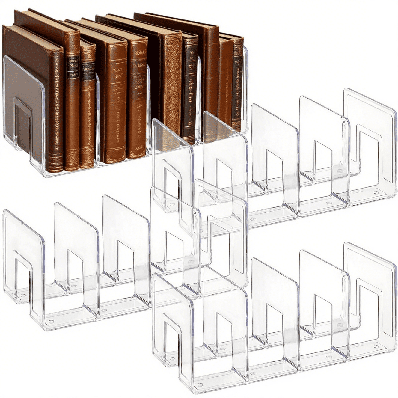 4 Pack Acrylic File Sorter, 4-Section Clear Desktop File Folder Holder ...