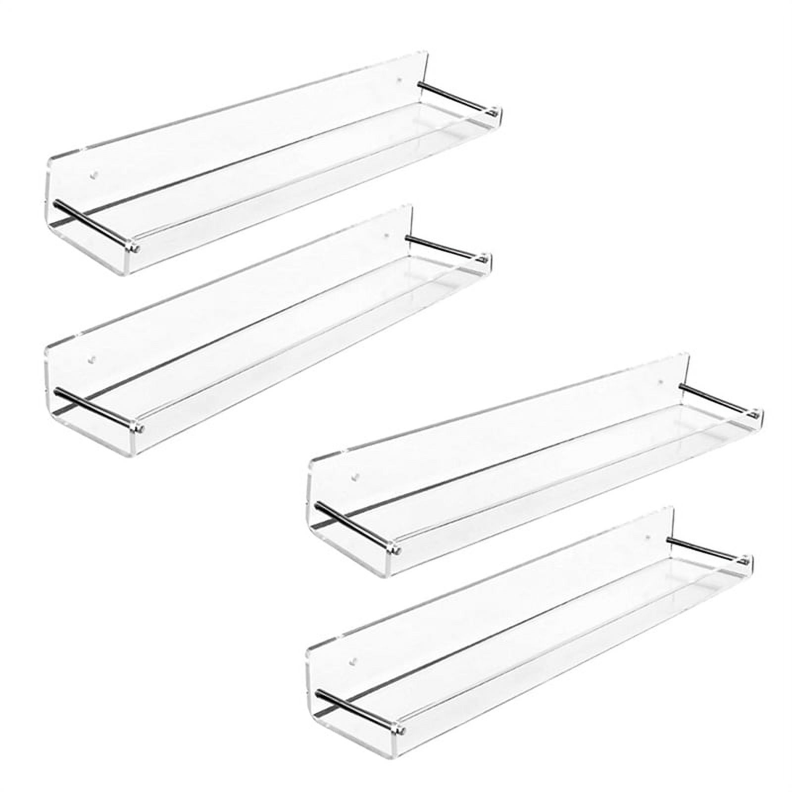4 Pack Acrylic Floating Shelves, 15 L X3.25Inch W, Clear Bathroom Wall