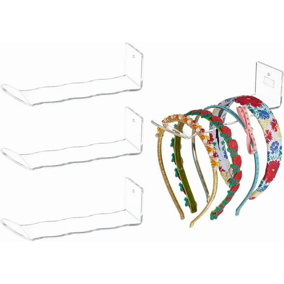 4 Pack Acrylic Headband Holder Scrunchie Organizer Headband floating Shelves Wall Mounted Headband Display Stand Rack DIY
