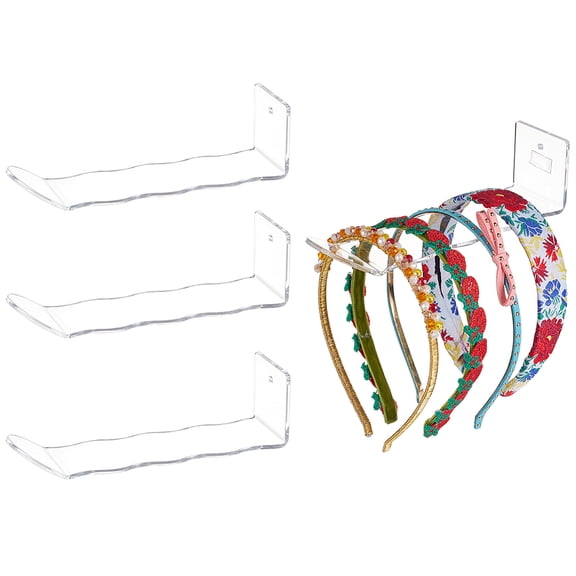 4 Pack Acrylic Headband Holder Scrunchie Organizer Headband floating Shelves Wall Mounted Headband Display Stand Rack for Wall Bathroom
