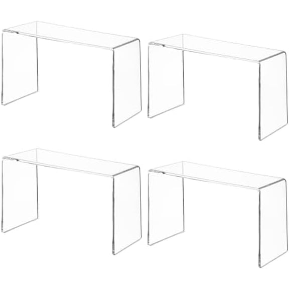 4 Pack Acrylic Risers Display Stands, Display Stands for Collectibles, Clear Acrylic Shelf for Show Decor Display, Toys, Cupcake (9.2 x 3 x 5 inches)$$Home Decor, Kitchen, & Other