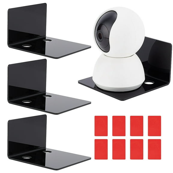 4 Pack Acrylic Wall Shelves 10cm/4" Mini Floating Shelves Adhesive Hanging Shelves Black Small Display Ledges with Stickers DIY