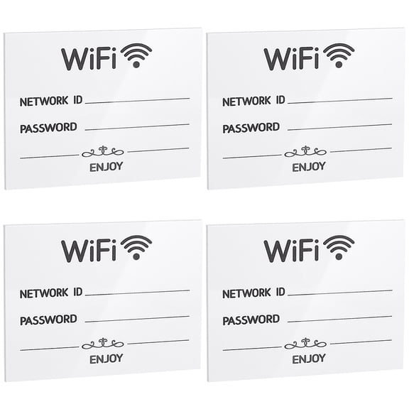 4 Pack Acrylic WiFi Password Sign White Reusable Guest Board for Home Office Door Guest Room Christmas Apartment Housewarming Decor 4.72x3.54in