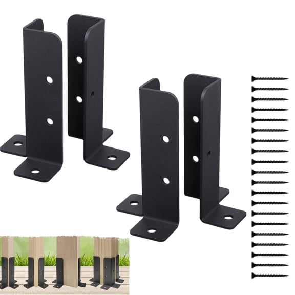 4 Pack Adjustable Alloy Steel Post Anchor Base Brackets Black Powder Coated Multi-Size Fit Wood Posts Heavy Duty Reusable Support for Deck Pergola Fence Mailbox