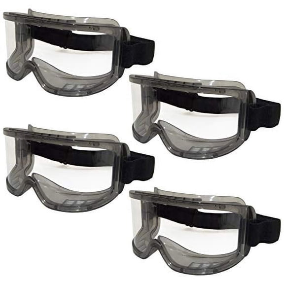 4 Pack Adjustable Anti-Fog ANSI Z87+ Heavy Duty Safety Goggles, Wearable Over Prescription Glasses