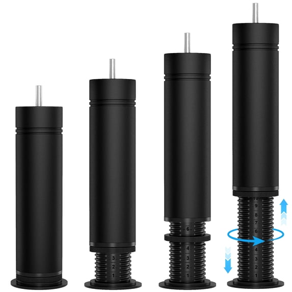 Adjustable Bed Legs 8-12 Inch, Heavy Duty Replacement Bed Frame Legs with M8 Threads, Reinforced ABS Furniture Legs for Adjustable Beds, Sofa, Desk & Furniture, 4 Pack