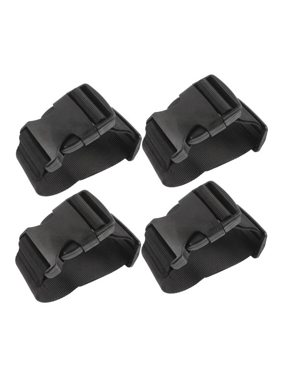4-Pack Adjustable Black Travel Suitcase Straps Luggage Connectors for Backpack and Handbag Secure CarrDouble Lock, Black
