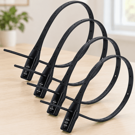 4 Pack Adjustable Cable Zip Tie Lock 3-Digit Combination Security Lock Flexible Security Strap Lock for Helmet Bike Rack Motorcycle Skateboard Luggage Door Cabinet