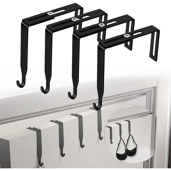 4 Pack Adjustable Cubicle Universal Partition Hanger Set Metal Black Cubicle Hooks Door Mirror Hangers, Adjusted to Fit 1 3/8 Inch to 3 1/2 Inch Thickness for Office Whiteboard Wall Panels