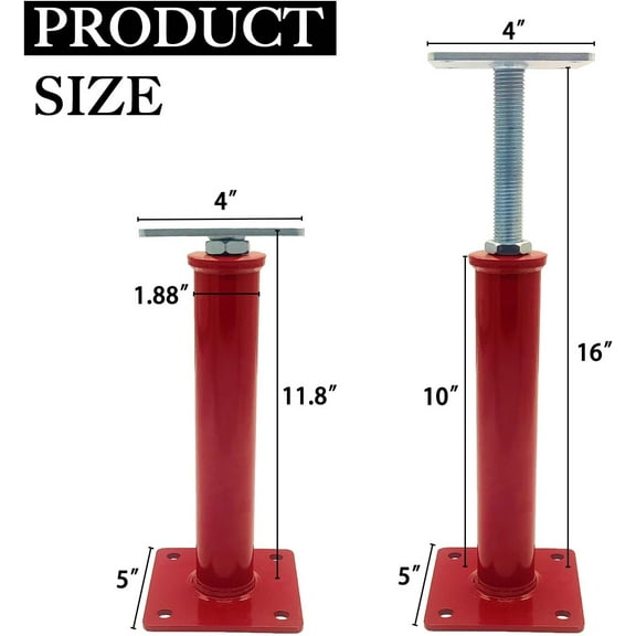 4 Pack Adjustable Floor Jack, 11.8-16" Height Range, 11000 lb Load Capacity, Heavy Duty Telescoping Jack for Lifting and Leveling