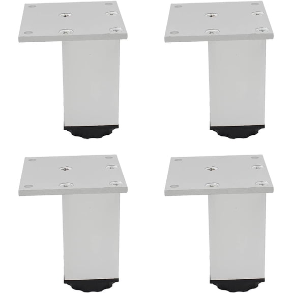 4 Pack Adjustable Furniture Legs, 50mm/2'' Silver Aluminum Alloy Support Feet Heavy Duty Replacement Legs for Sofa Bed Desk TV Cabinet Couch Coffee Table Sideboards Cupboard Dresser