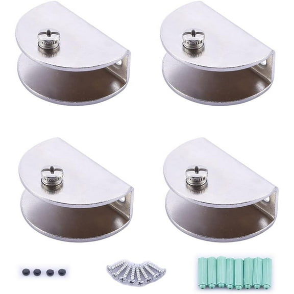4-Pack Adjustable Glass Shelf Clamp Clip Bracket Holder Support Rack Wall Mounted (L)
