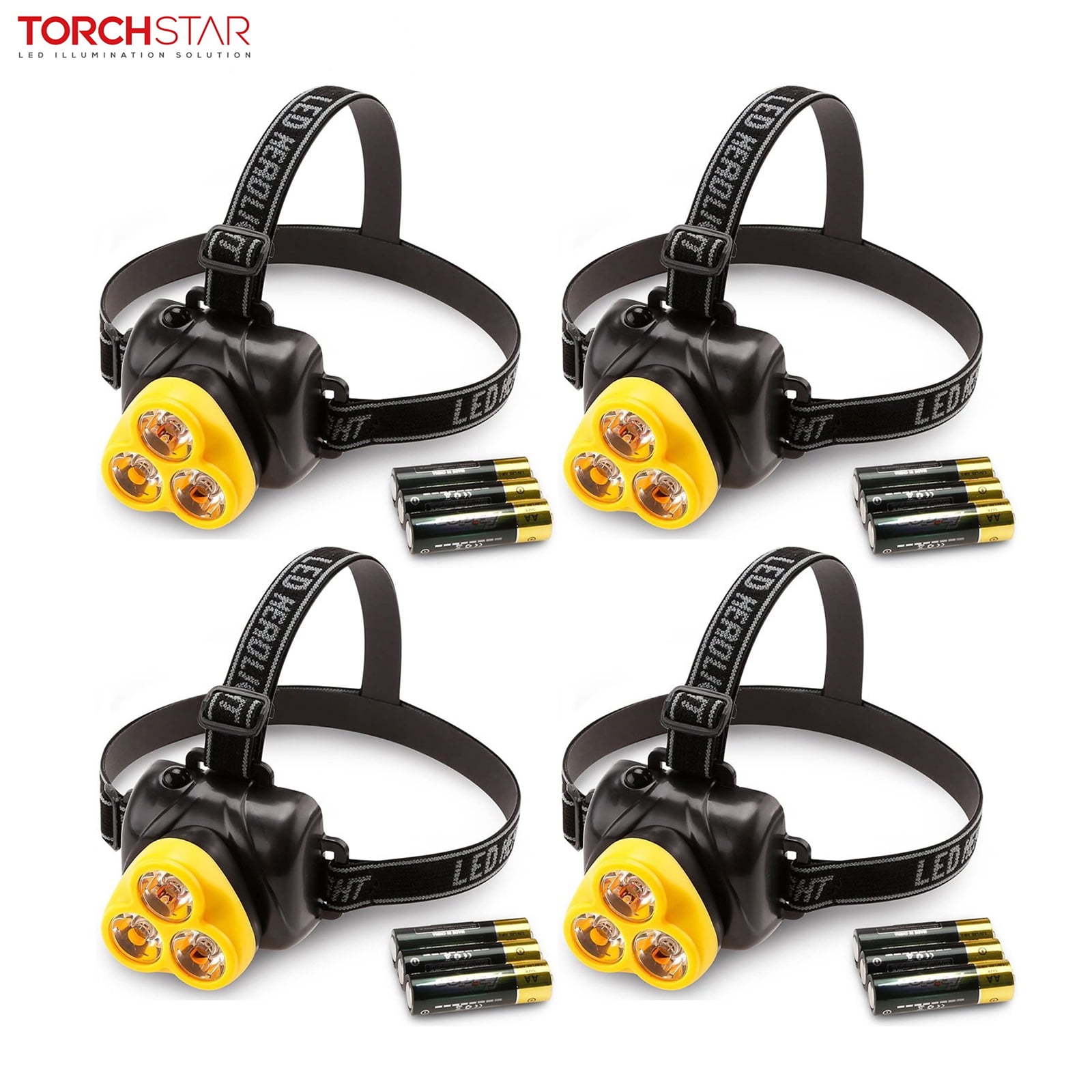 4 Pack Adjustable LED Head Lamp, Outdoor Flashlight Headlamps, High
