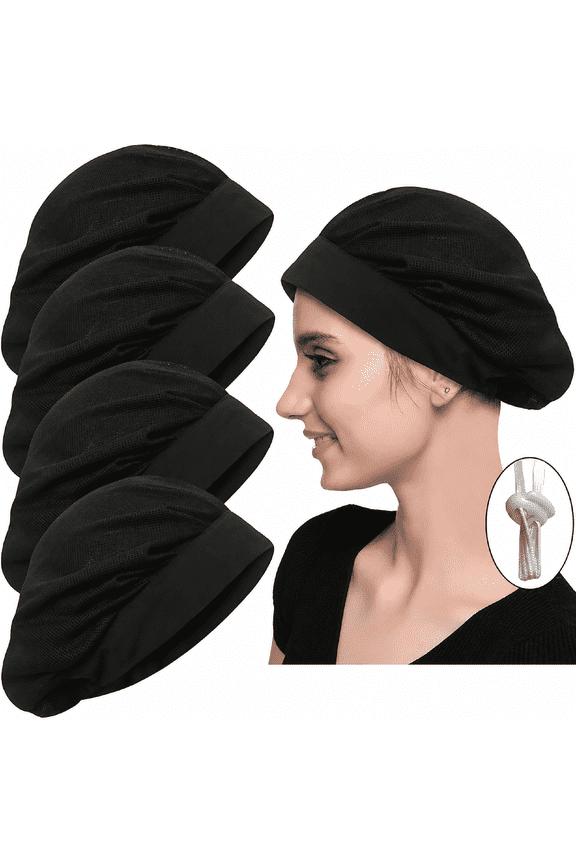 Chef Hat Mesh Breathable 4 pack Adjustable Elastic Reusable Washable Kitchen Restaurant Hotel