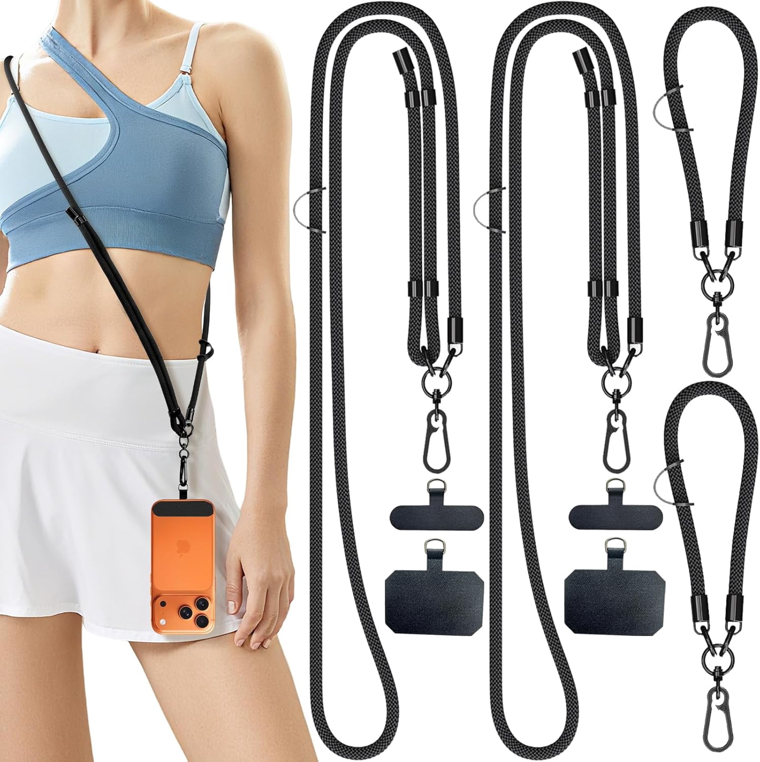 4 Pack Adjustable Phone Lanyard&Wrist Strap,Cell Phone Lanyard Crossbody,Anti Theft Phone Strap,iphone Neck Lanyard