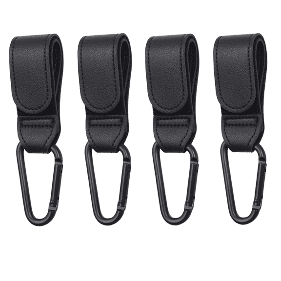 4 Pack Adjustable Stroller Hooks for Diaper Bags, Black Stroller Accessories