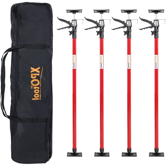 4-Pack Adjustable Support Poles, Steel Support Rods with Carry Bag, Extends 45 to 114 Inches for Drywall and Cabinet Installation