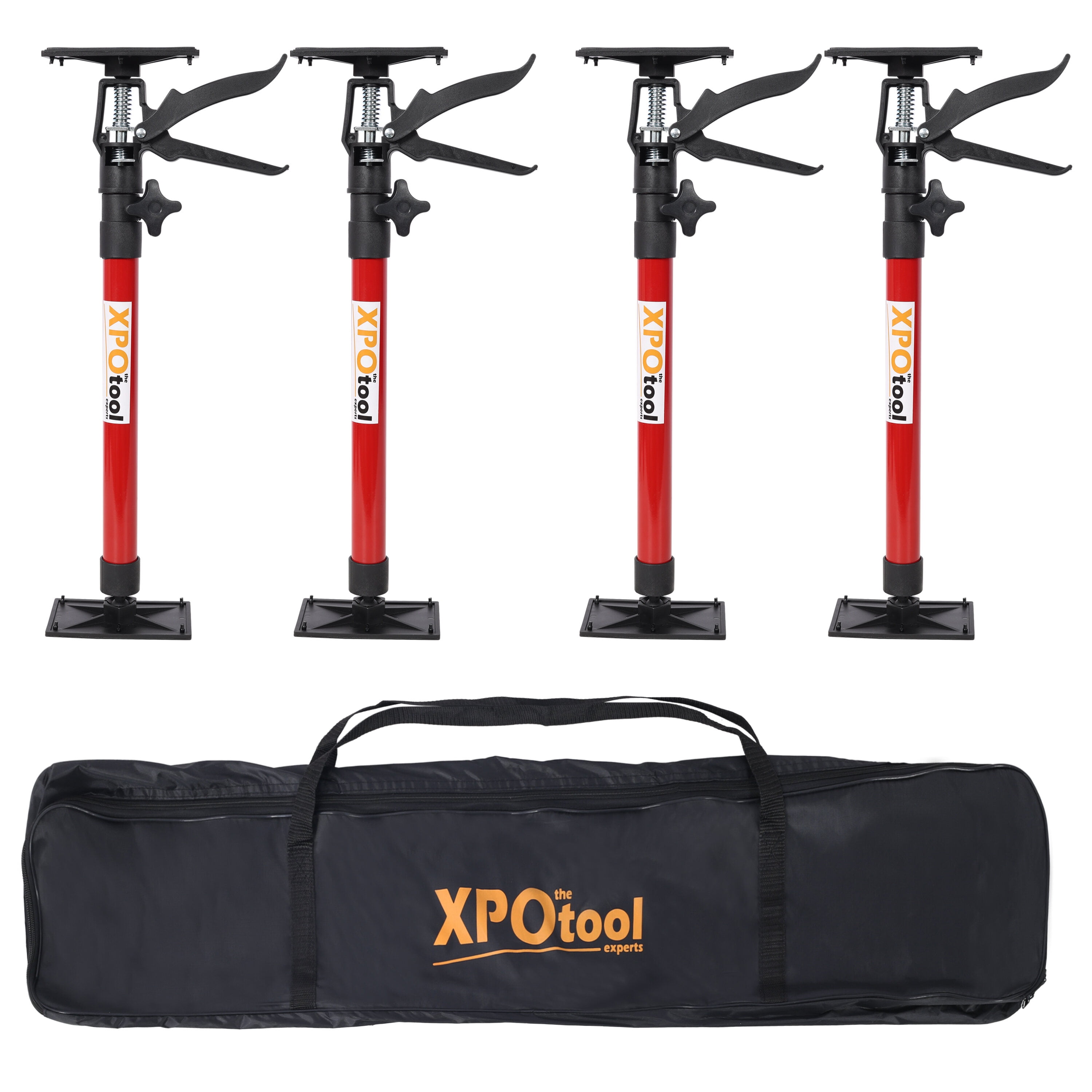 4 Pack Adjustable Support Pole,Steel 3rd Hand Support System,Support Rod for Jacks Cargo Bars Drywalls,Cabinet Jacks for Installing Cabinets,Extends from 20 to 45 Inch ,with carry bag,