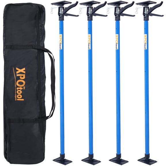 4-Pack Adjustable Support Pole System, Heavy Duty Steel 3rd Hand Tool (45-114") for Cabinets, Drywall, Jacks & Construction