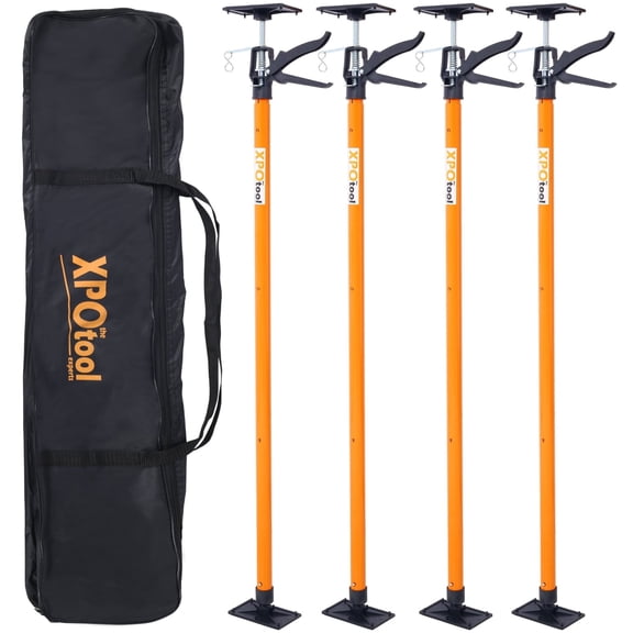 4-Pack Adjustable Support Pole System, Heavy Duty Steel 3rd Hand Tool (45-114") for Cabinets, Drywall, Jacks & Construction