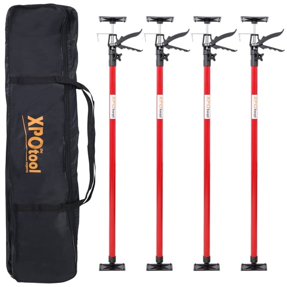 4-Pack Adjustable Support Pole System, Heavy Duty Steel 3rd Hand Tool (45-114") for Cabinets, Drywall, Jacks & Construction