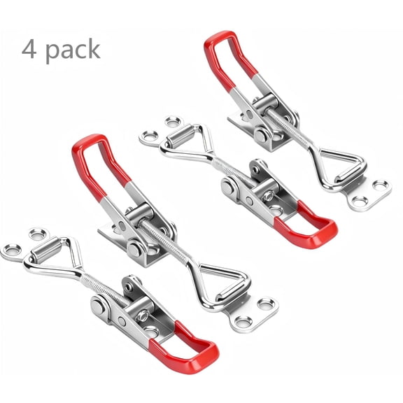 4 Pack Adjustable Toggle Latch 4001 Quick Release Toggle Clamp with 220 lbs Capacity for Freezer, Toolbox, Smoker, Cabinet & Storage Case