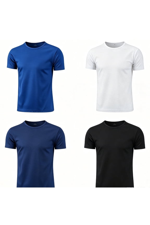 4 Pack Adult Dri Fit Shirts, True Classic Tees Men, Solid Color Short Sleeve Mens Shirts