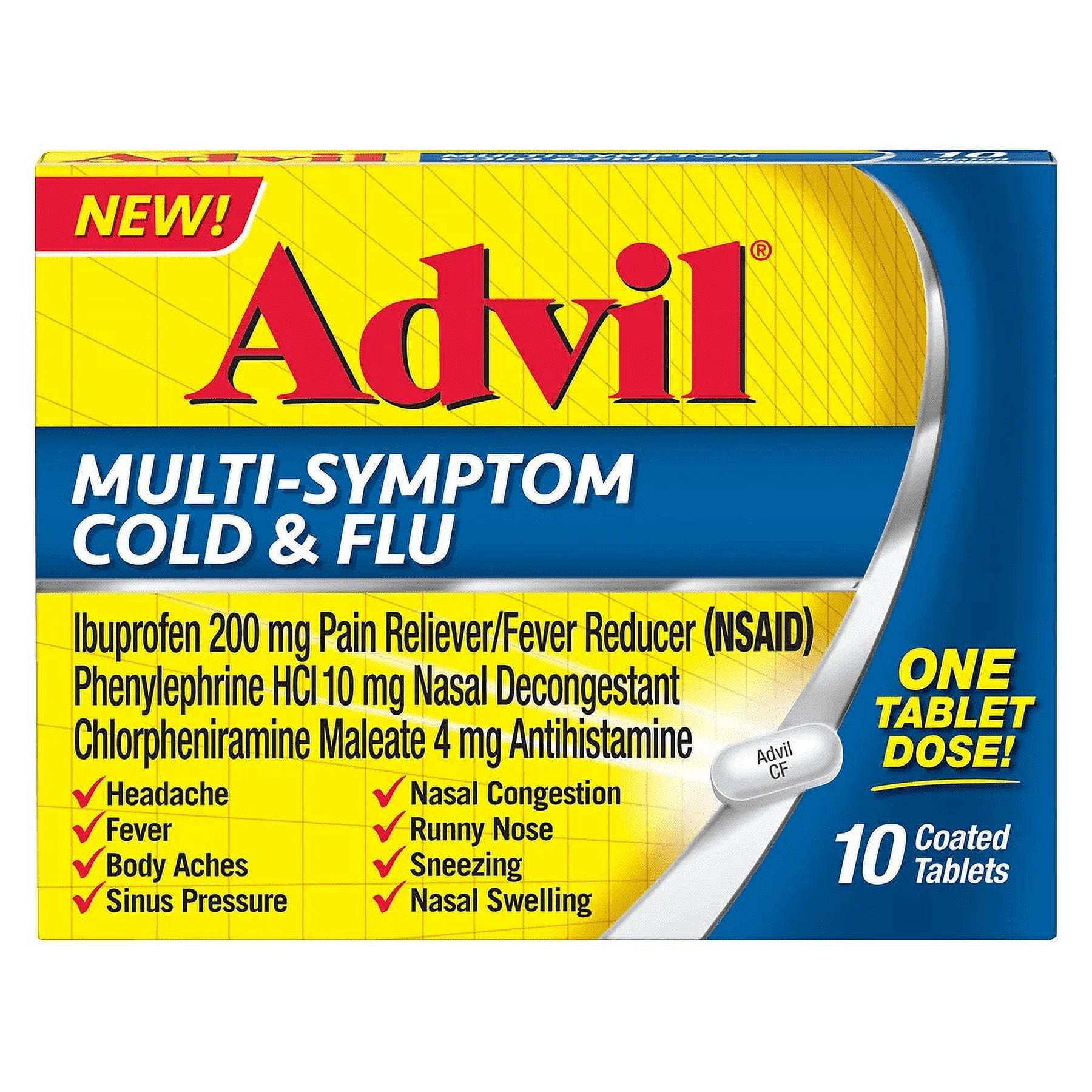4 Pack Advil Multi-Symptom Cold & Flu - 10 Coated Tablets each
