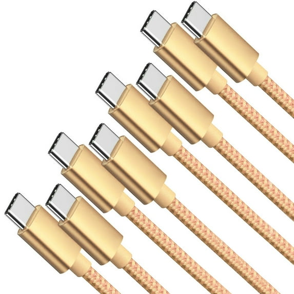 Afflux (4 Pack) USB-C PD Fast Charger Type C Charging Cable for Samsung Galaxy S24 S23 S22 S21 Ultra Plus, Compatible with iPhone 15 / 16 Pro Max Plus, iPad Pro, Universal for USB-C (6ft, Gold)