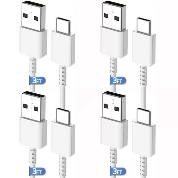 Afflux (4 Pack) USB-A to USB-C Fast Charger Type C Charging Cord Cable Compatible with iPhone 17 / 16 / 15 Pro Max Plus Air, Samsung Galaxy S25 S24 S23 S22 Ultra, iPad Pro, Universal (3ft, White)