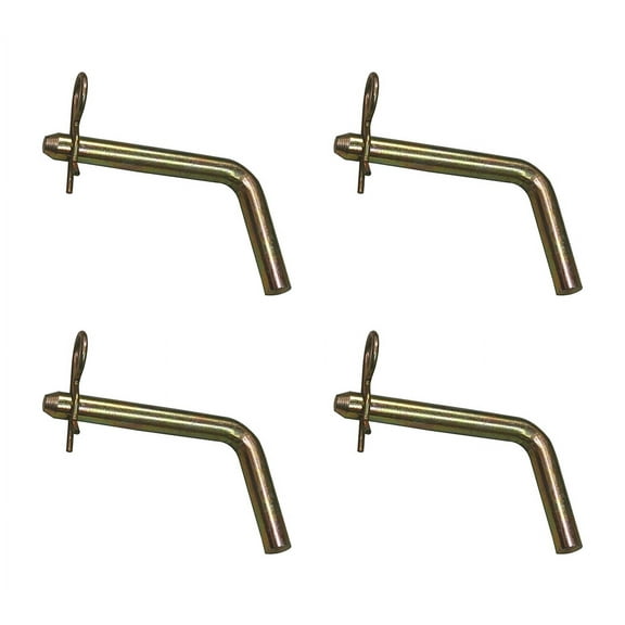 4 Pack AgraLink Bent Trailer Hitch Pins and Clip with Grooved Head, 1/2-Inch Diameter, 3" Usable Length