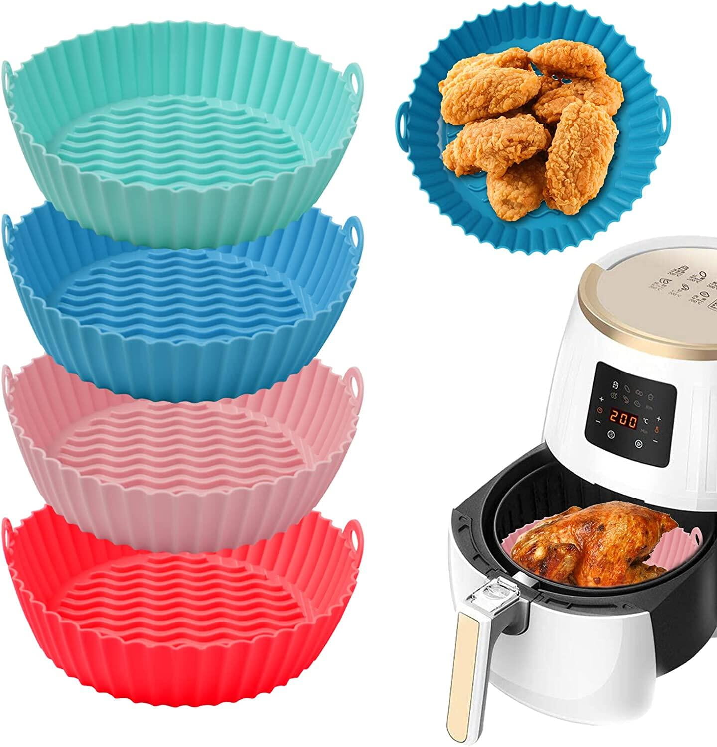 4 Pack Air Fryer Silicone Liners Pot, for 3 to 5 Q Air Fryer Basket