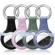 Atzeste 4 Pack for Airtag Holder Silicone Keychain Waterproof Protector Airtags Case, Secure Key Ring Compatible with Apple Finder Tracker Accessories for Pets Collar Strap/Keys/Bags