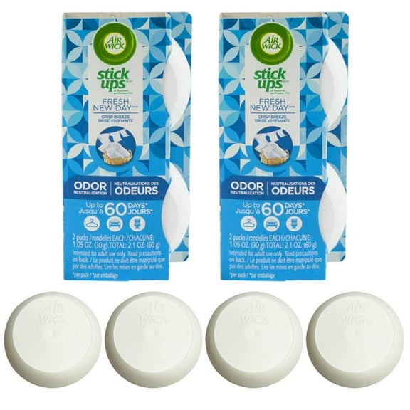 4 Pack Air Wick Stick Ups Air Freshener Aroma Crisp Breeze Scent Odor Eliminator