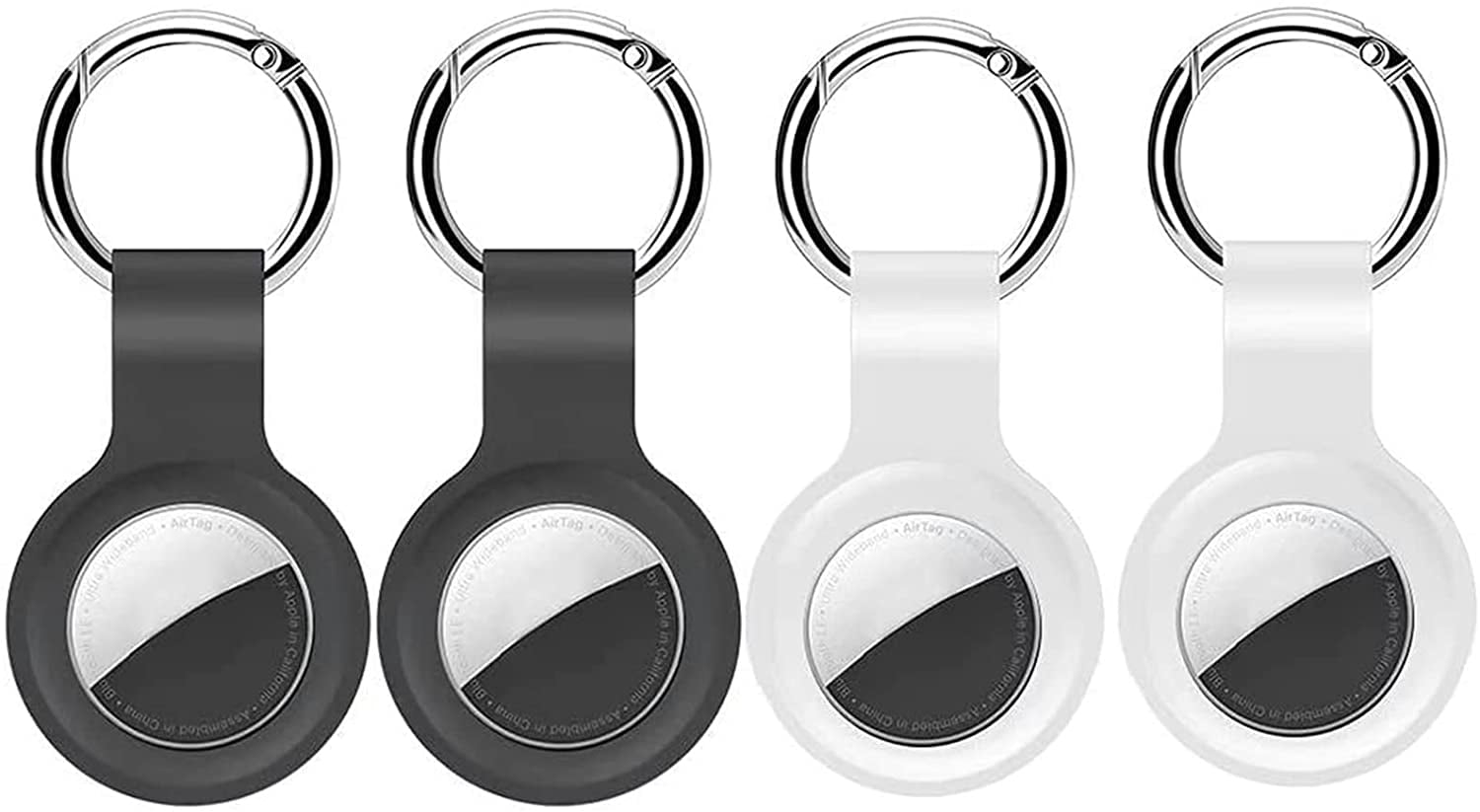 4 Pack AirTag Holder for Airtag Keyring, Silicone Protective Case for Air Tag Keychain for Apple Airtags Case, AirTags Key Finder Accessories for Dog Collar Loo