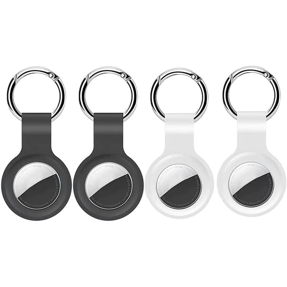 4 Pack AirTag Holder for Airtag Keyring, Silicone Protective Case for Air Tag Keychain for Apple Airtags Case, AirTags Key Finder Accessories for Dog Collar Loop Holder